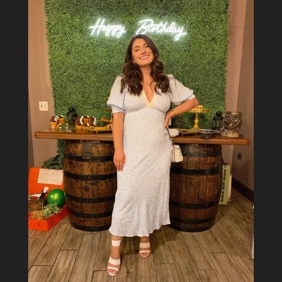 Floral Puff Sleeve Lace Inset Dress-SEE NOTES - Picture 5 of 11